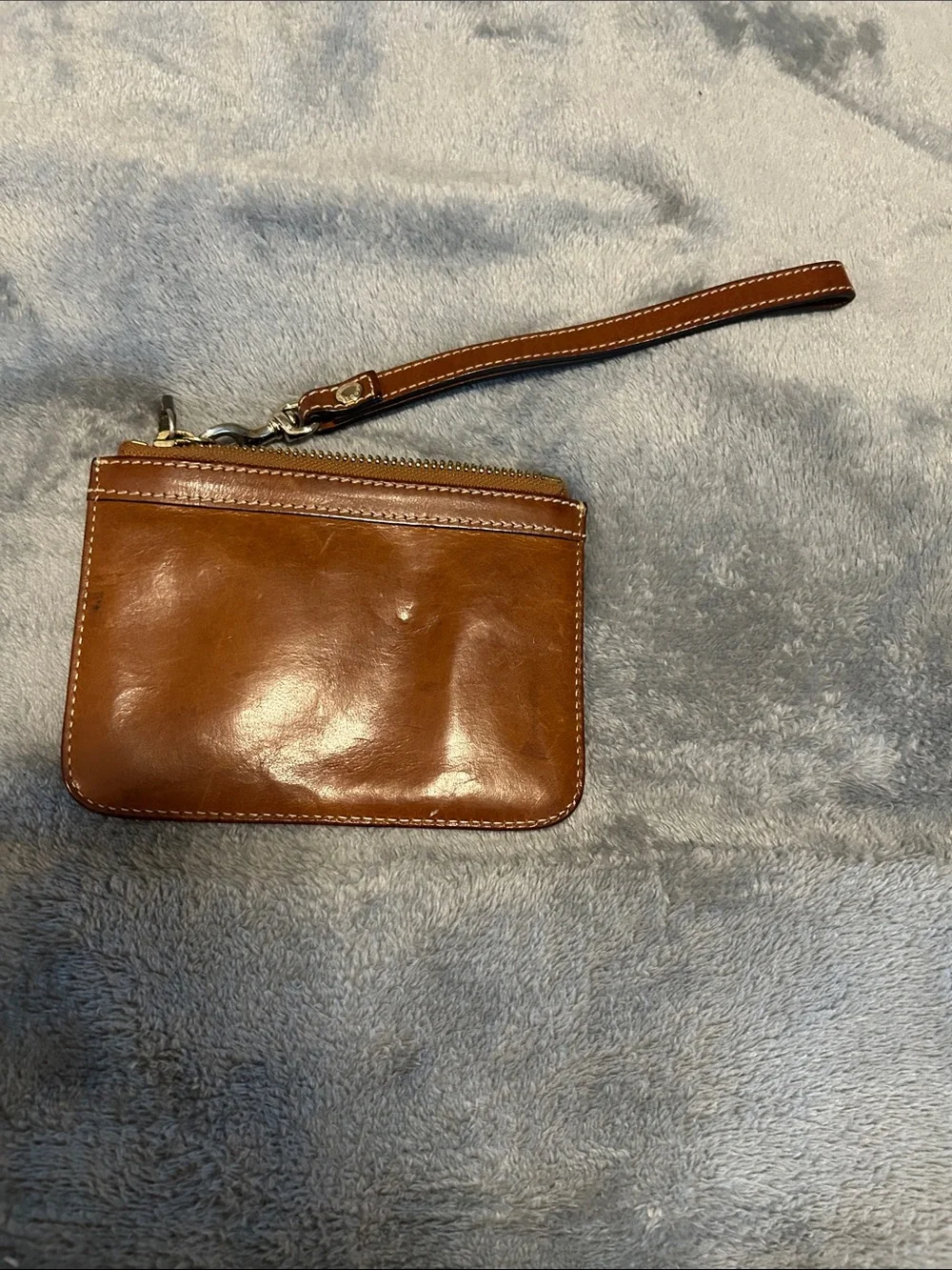 Dooney & Bourke Cognac Brown Leather Zip Wristlet